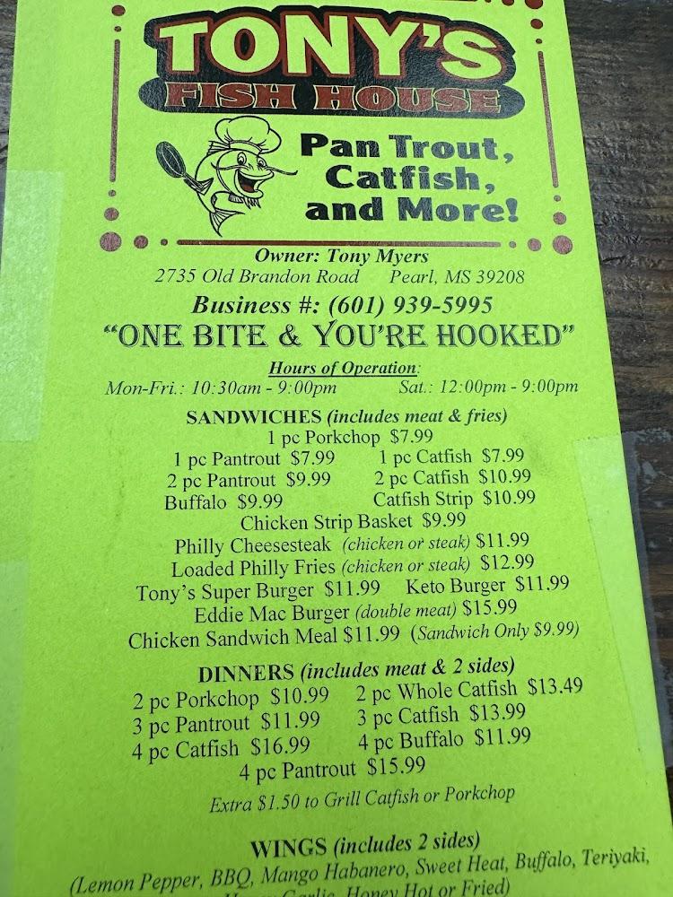 Tony's Fish House Menu image 3