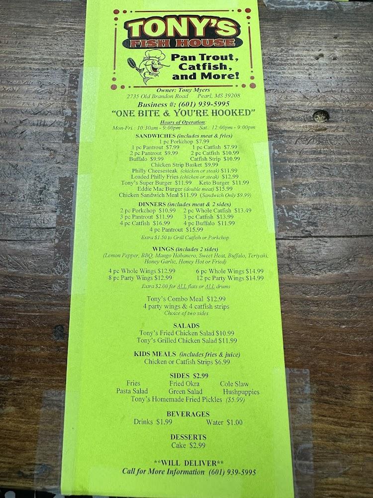 Tony's Fish House Menu image 4
